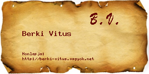 Berki Vitus névjegykártya
